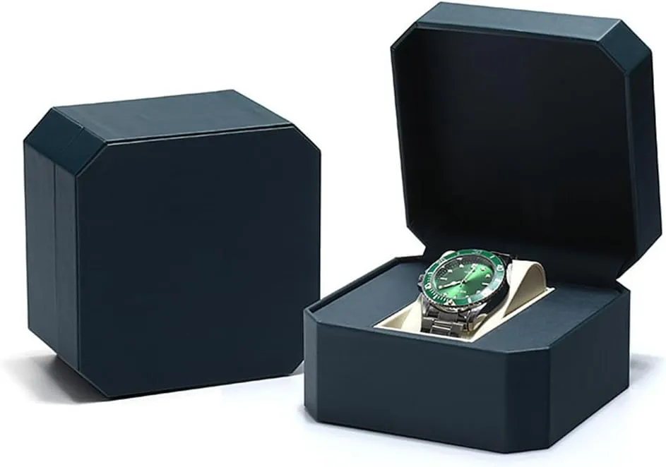 Organizer ProCase Square shape (dark-blue) Premium Pu Leather Handmade Single 1 Watch Storage Box For Men For Women Travel Display 1 Watch Case Jewelry Gift tow cross transport ratify bestow Box Handcrafted Watch 