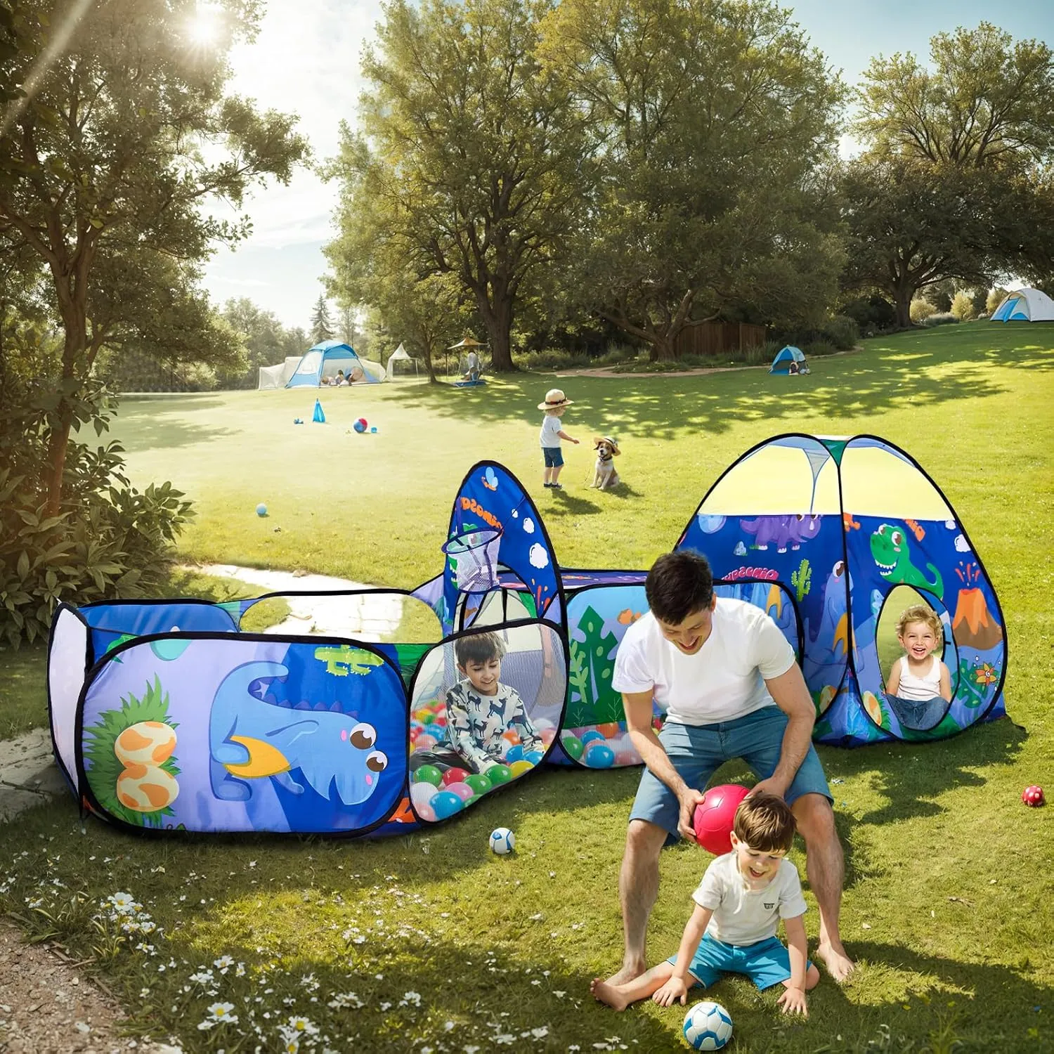 Outdoor Indoor, Lightweight (Balls Not Included) TTLOJ 3PC Dinosaur Kids Play Tent with Ball perm emerald Pit, Crawl Tunnel, Toddlers Playhouse Castle Toys, Baby Boys Girls Gift for 3 4 5 6 7 Years Old, 