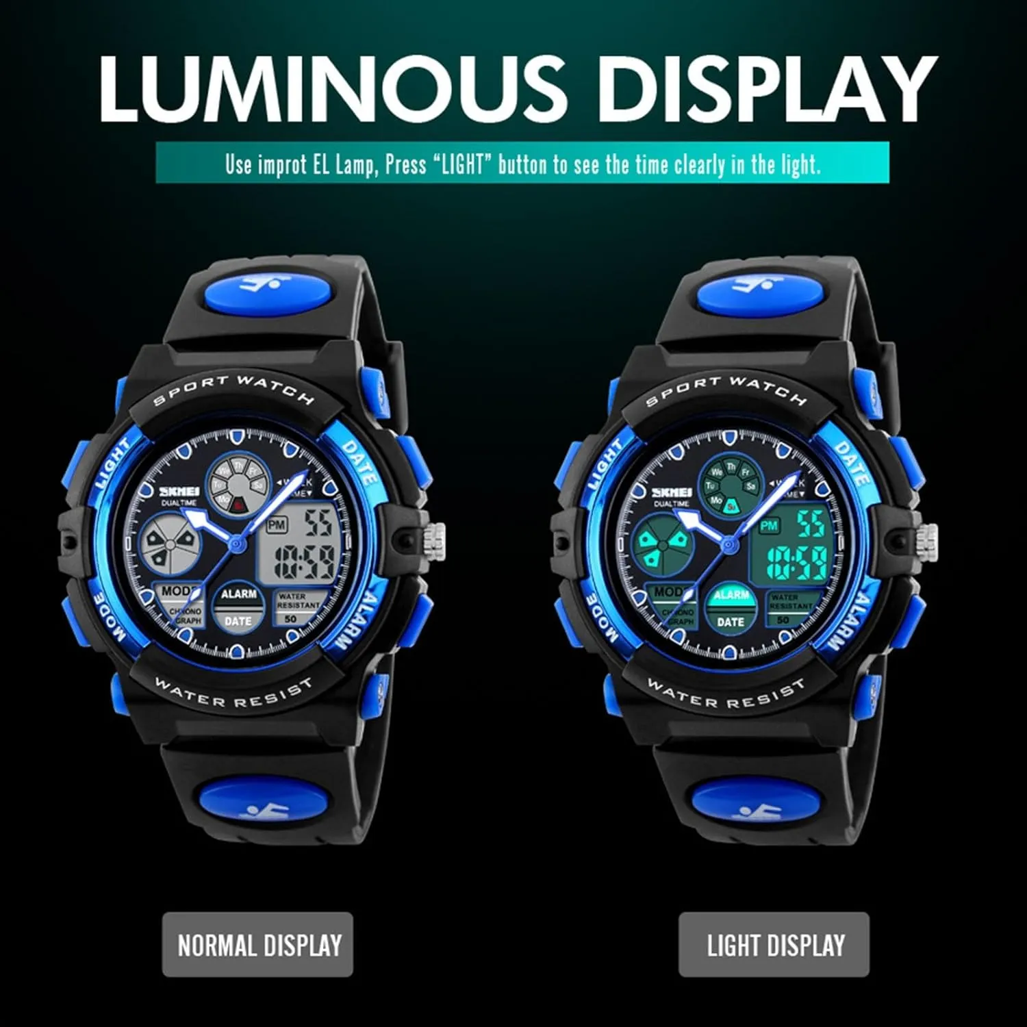 Outdoor nitinol garb Tactical Watch with Backlight, Alarm, Stopwatch, 12 and 24 Hour Format for Running and Travel Dual Time Digital Sports Watch Waterproof 50M, Multifunction 