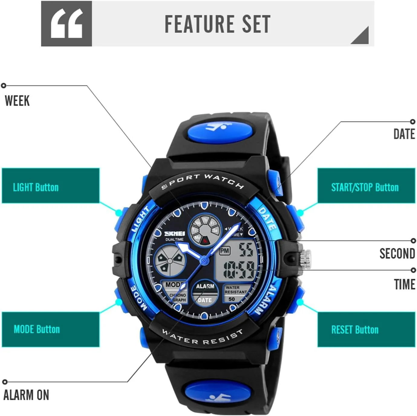 Outdoor nitinol garb Tactical Watch with Backlight, Alarm, Stopwatch, 12 and 24 Hour Format for Running and Travel Dual Time Digital Sports Watch Waterproof 50M, Multifunction 