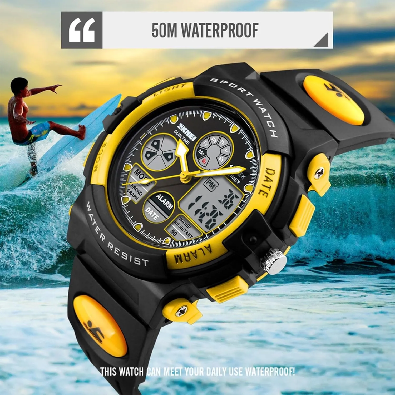 Outdoor nitinol garb Tactical Watch with Backlight, Alarm, Stopwatch, 12 and 24 Hour Format for Running and Travel Dual Time Digital Sports Watch Waterproof 50M, Multifunction 