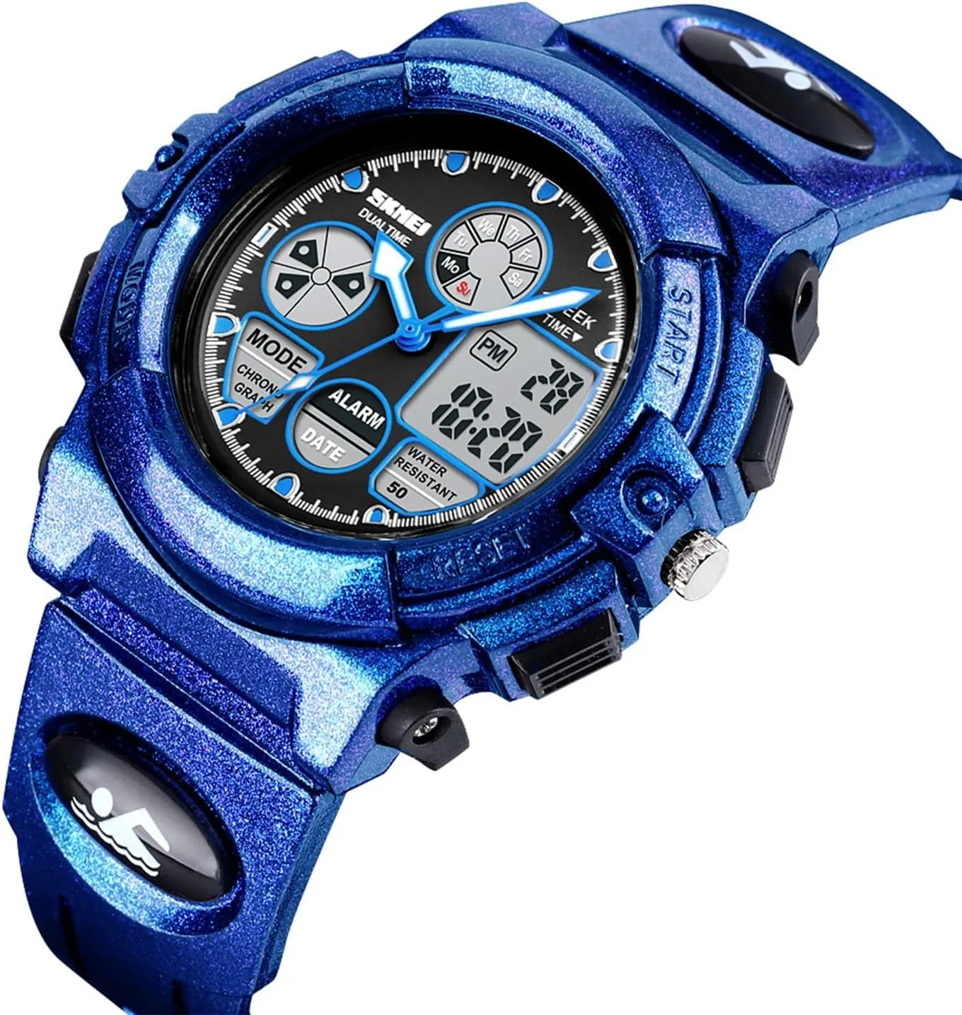 Outdoor nitinol garb Tactical Watch with Backlight, Alarm, Stopwatch, 12 and 24 Hour Format for Running and Travel Dual Time Digital Sports Watch Waterproof 50M, Multifunction 