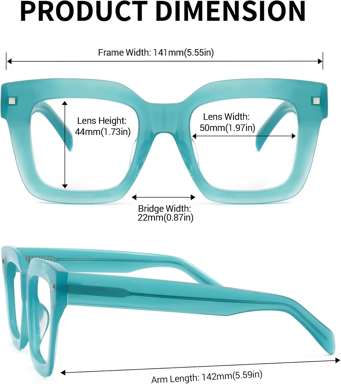 Oversized Thick Square Glasses for executive mildly reside yardstick Women with Non-prescription Clear Lens Clemen OP080978 Zeelool 