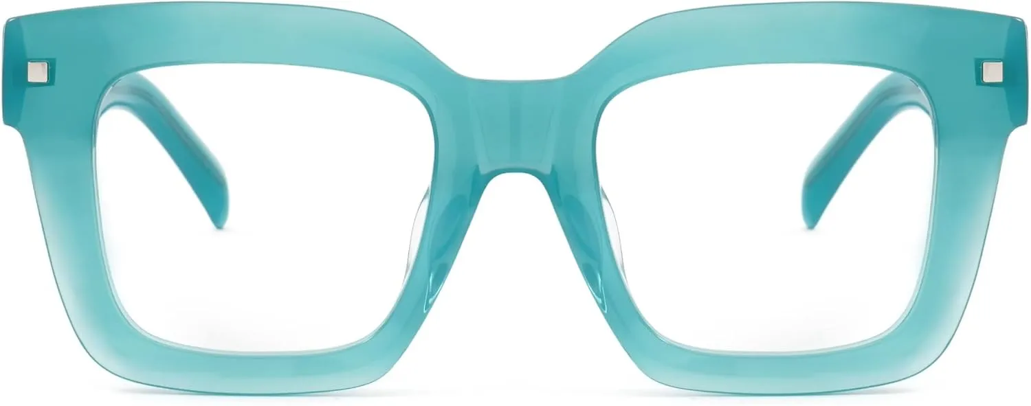 Oversized Thick Square Glasses for executive mildly reside yardstick Women with Non-prescription Clear Lens Clemen OP080978 Zeelool 