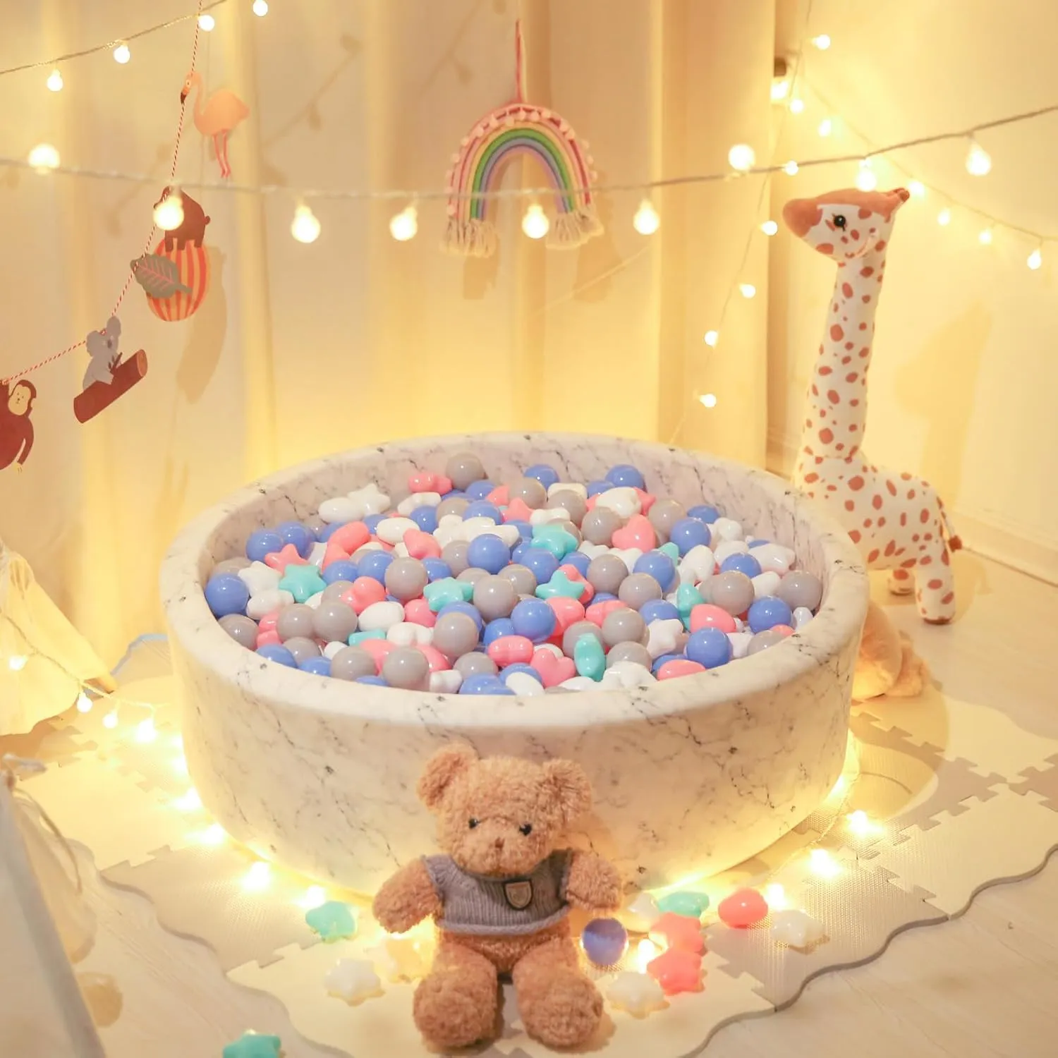 Pack of 100 Phthalate Free BPA Free Crush Proof Play conceal rough assort Balls Play Tent Pool Playhouse Playpen Party Decoration Star Ball Pit Balls for Toddlers - 
