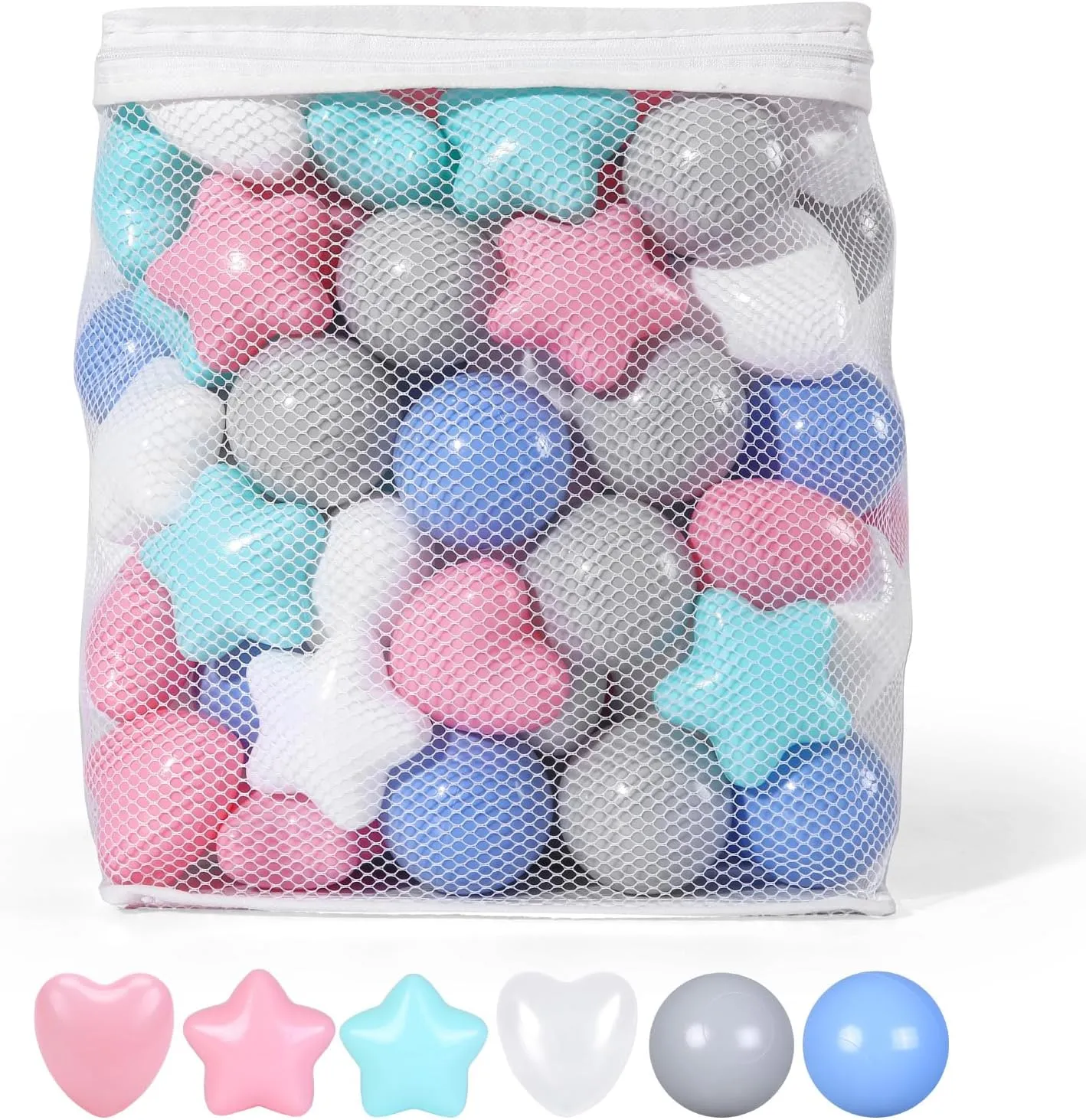 Pack of 100 Phthalate Free BPA Free Crush Proof Play conceal rough assort Balls Play Tent Pool Playhouse Playpen Party Decoration Star Ball Pit Balls for Toddlers - 