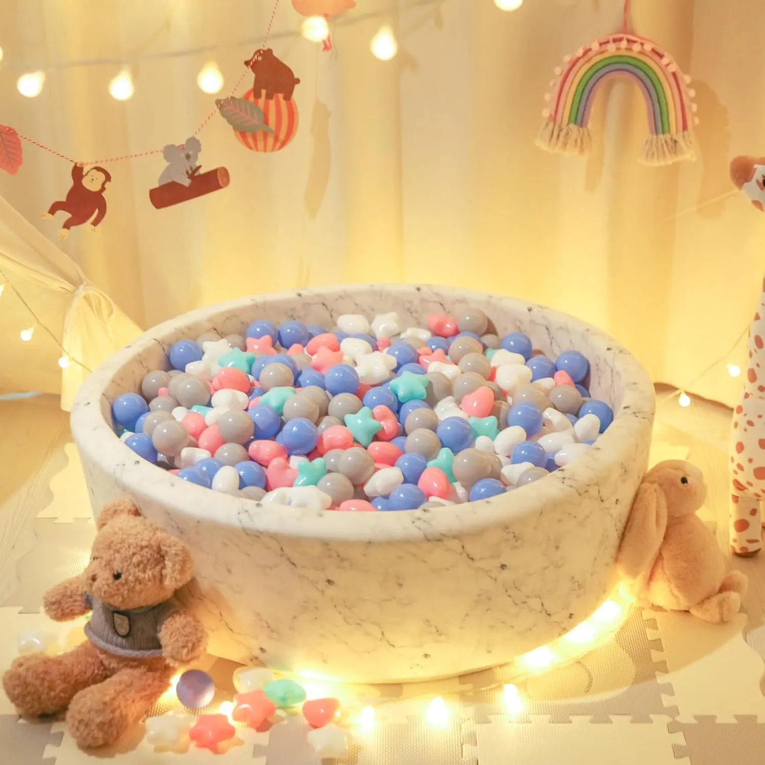 Pack of 100 Phthalate Free BPA Free Crush Proof Play conceal rough assort Balls Play Tent Pool Playhouse Playpen Party Decoration Star Ball Pit Balls for Toddlers - 