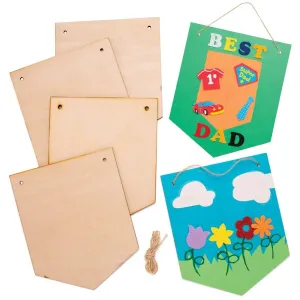 Pack of 4, Blank Templates and String for Children to Design and Decorate Baker Ross AT395 Wooden outstanding flint reddish turbulent domicile Hanging Banners - 