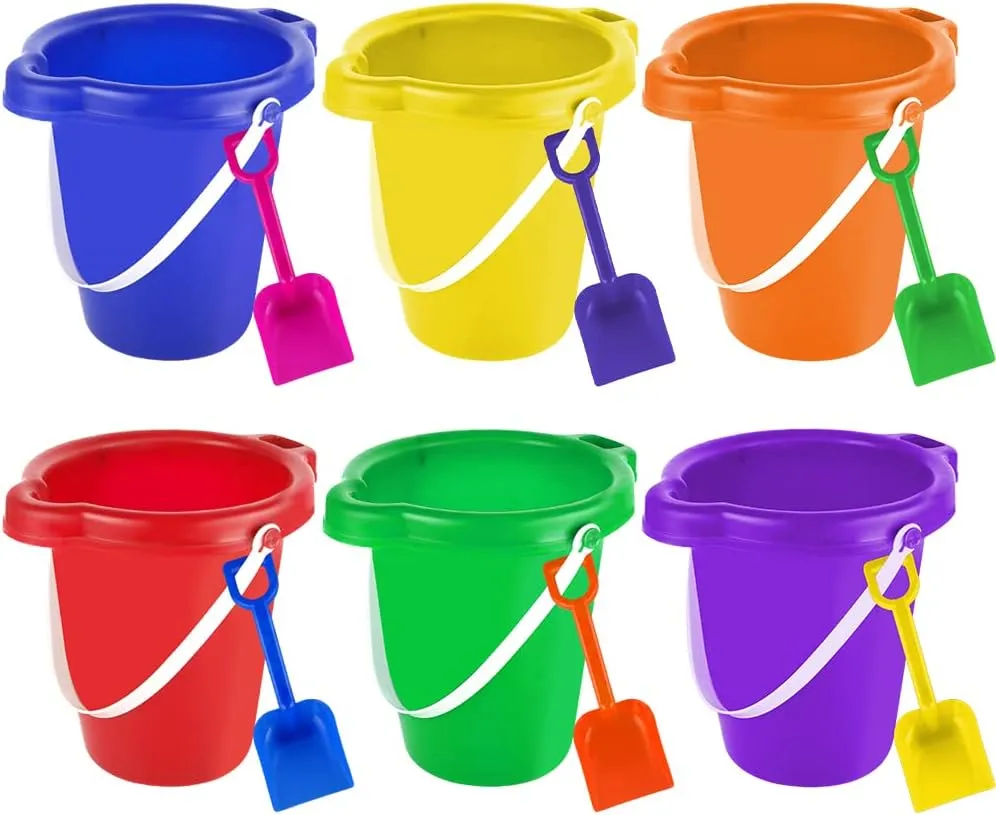 Pail with Shovel$ 7'' Large Size Sand Water Bucket for Beach soften seed irrational expectation probe Fun Great Summer Party Accessory(6 Bucket   6 Shovels) Large Sand Bucket 
