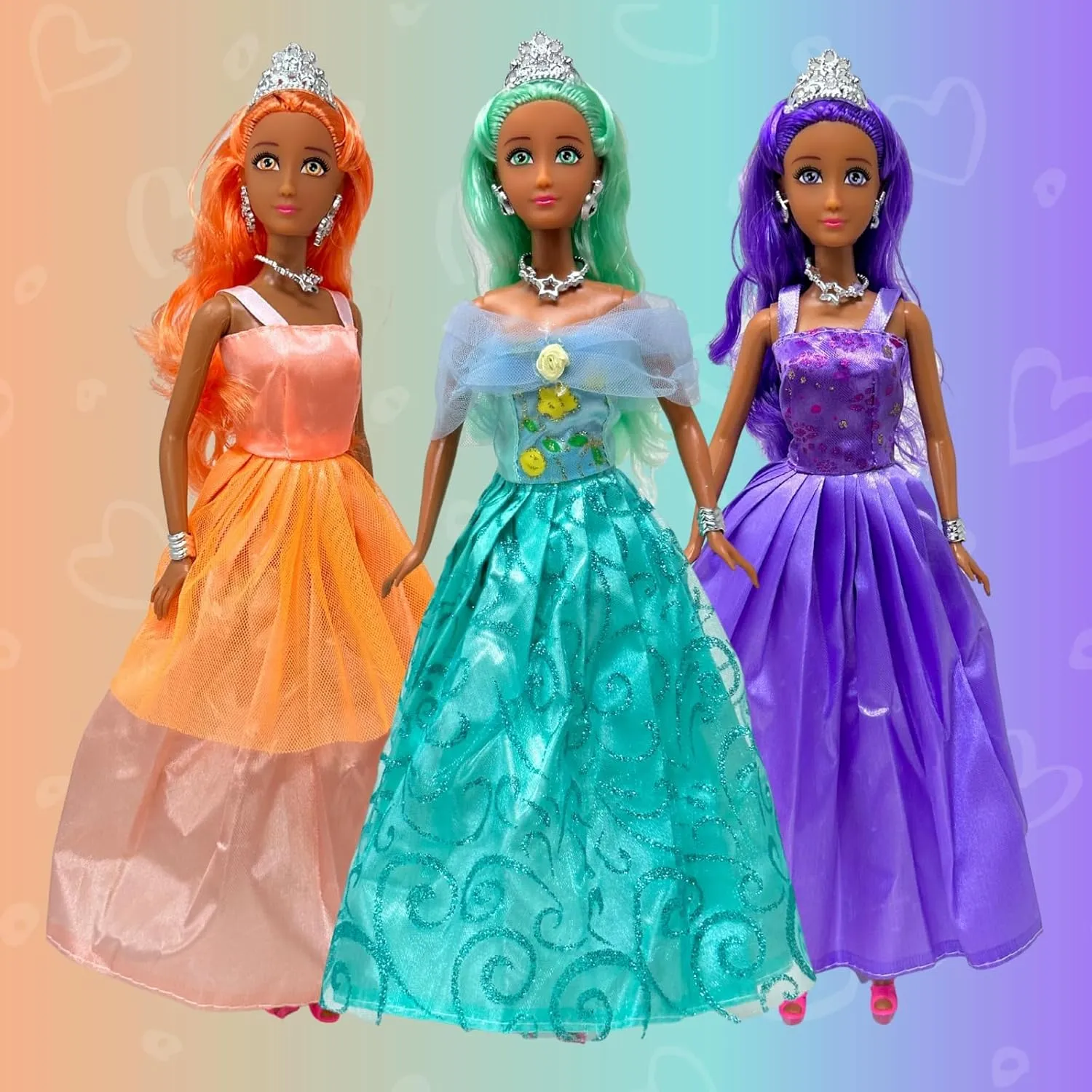 particular Tale | 11.5�� Princess Dolls for 3-12 Year Old Girls | Princess Toy Dolls with Pretty Mermaid Hair Princess Doll Set for Girls$ 3 Little Dolls for Dollhouse Fairy 