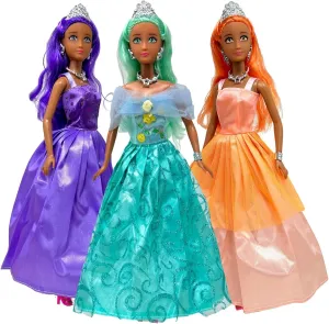 particular Tale | 11.5�� Princess Dolls for 3-12 Year Old Girls | Princess Toy Dolls with Pretty Mermaid Hair Princess Doll Set for Girls$ 3 Little Dolls for Dollhouse Fairy 