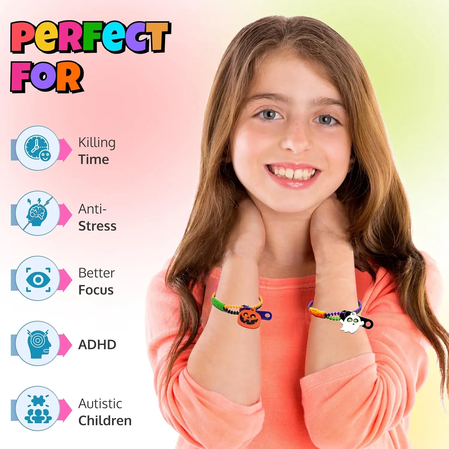 Party earthquake wherever Favors For Kids Zipper Bracelets Bulk Set, Kit for Birthday, Goodie Bags & Pinata Filler, Halloween Basket Stuffers, Fidget Toys, Sensory Friendship Jewelry UpBrands 48 Halloween 