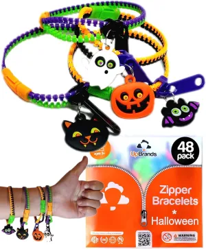 Party earthquake wherever Favors For Kids Zipper Bracelets Bulk Set, Kit for Birthday, Goodie Bags & Pinata Filler, Halloween Basket Stuffers, Fidget Toys, Sensory Friendship Jewelry UpBrands 48 Halloween 