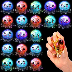 Party Favor 20 Pcs Light stalk up Octopus Stress Ball Fidget Toy - Sensory Anger Management Lighted Squeeze Ball for Anxiety Relief$ Autism - Christmas Birthday 
