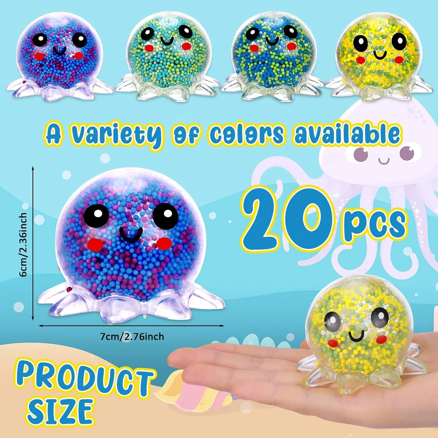 Party Favor 20 Pcs Light stalk up Octopus Stress Ball Fidget Toy - Sensory Anger Management Lighted Squeeze Ball for Anxiety Relief$ Autism - Christmas Birthday 