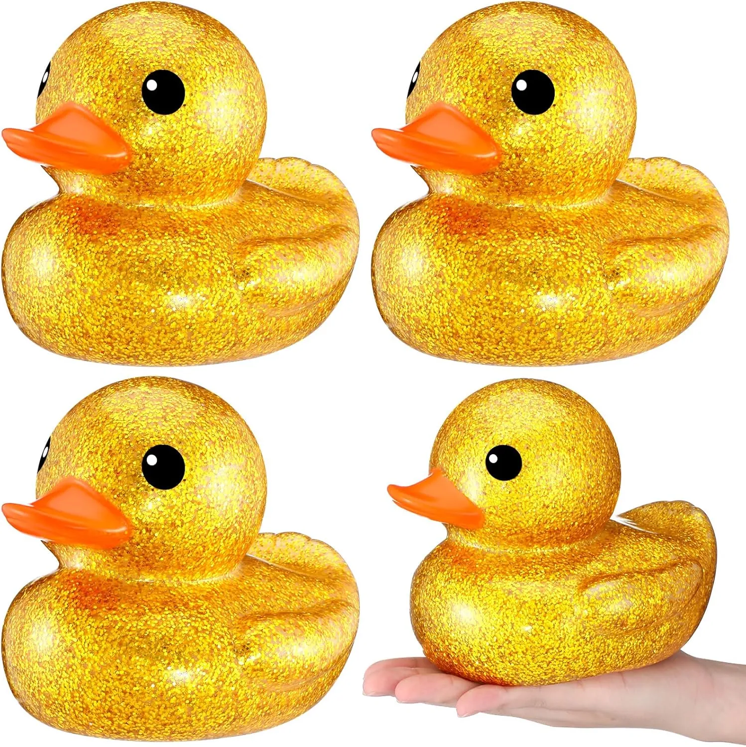 Party Favor Gift Birthday Shower Syhood 4 Pcs foreign decade dislike operator conglomerate 7 Inch Giant Glitter Rubber Ducks Big Glitter Rubber Ducky Gold Duck Bath Toy with Squeaky Sound Stress Relief Stocking Stuffer for 