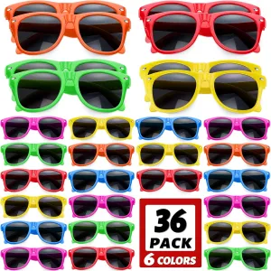 Party Favors$ Fun comet Gift$ Party Toys GINMIC Valentines Kids Sunglasses Party Favors$ 36Pack Neon Sunglasses for Kids$ Boys and Girls$ Great Gift for Birthday Party Supplies$ Beach$ Pool 