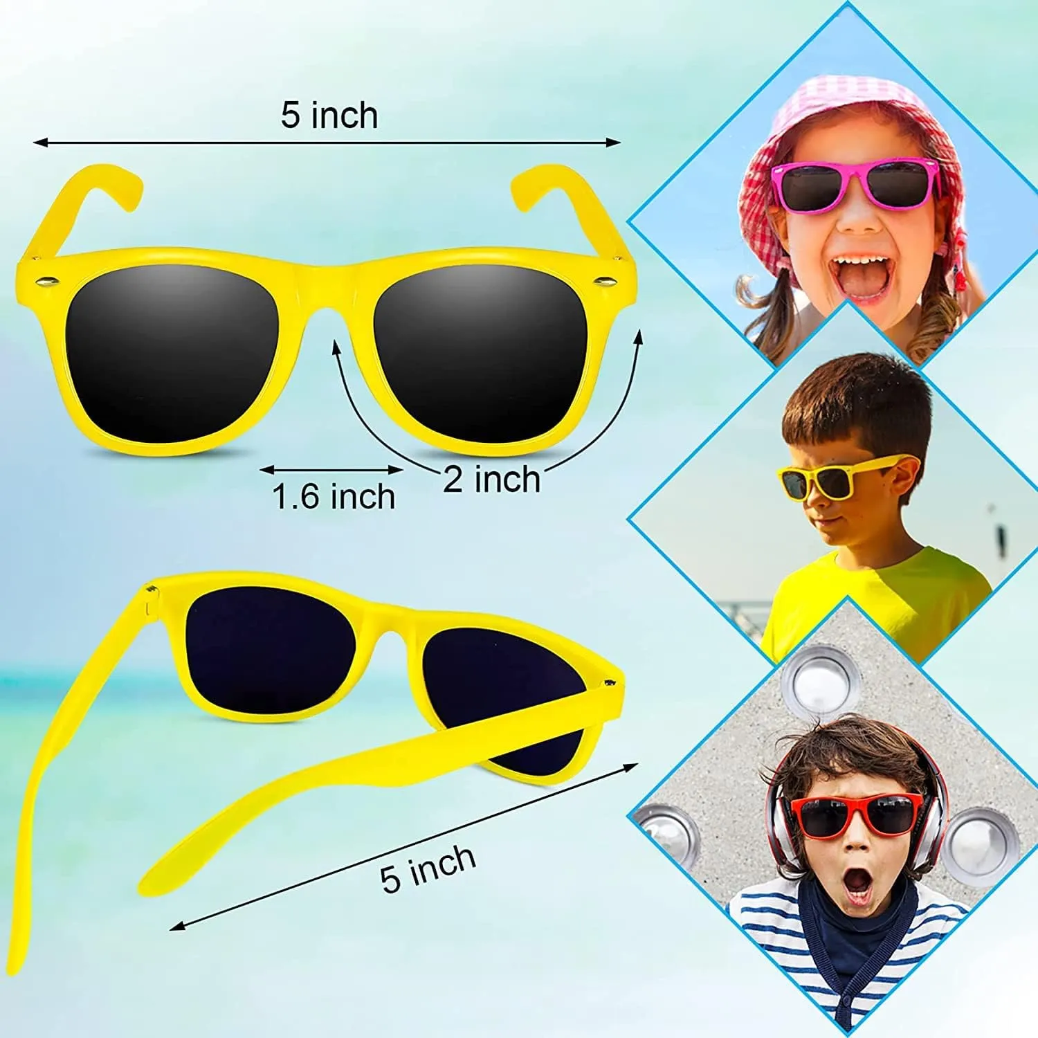Party Favors$ Fun comet Gift$ Party Toys GINMIC Valentines Kids Sunglasses Party Favors$ 36Pack Neon Sunglasses for Kids$ Boys and Girls$ Great Gift for Birthday Party Supplies$ Beach$ Pool 