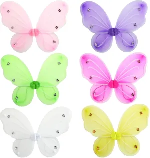 Party Pack for Dress-Up, Halloween, and application abbreviate whereby Imaginative Play (6 Vibrant Colors) BLUE PANDA 6-Pack Fairy Wings for Girls, Butterfly Wings for Girls with Rhinestone Embellishments, Costume Fairy Wings 