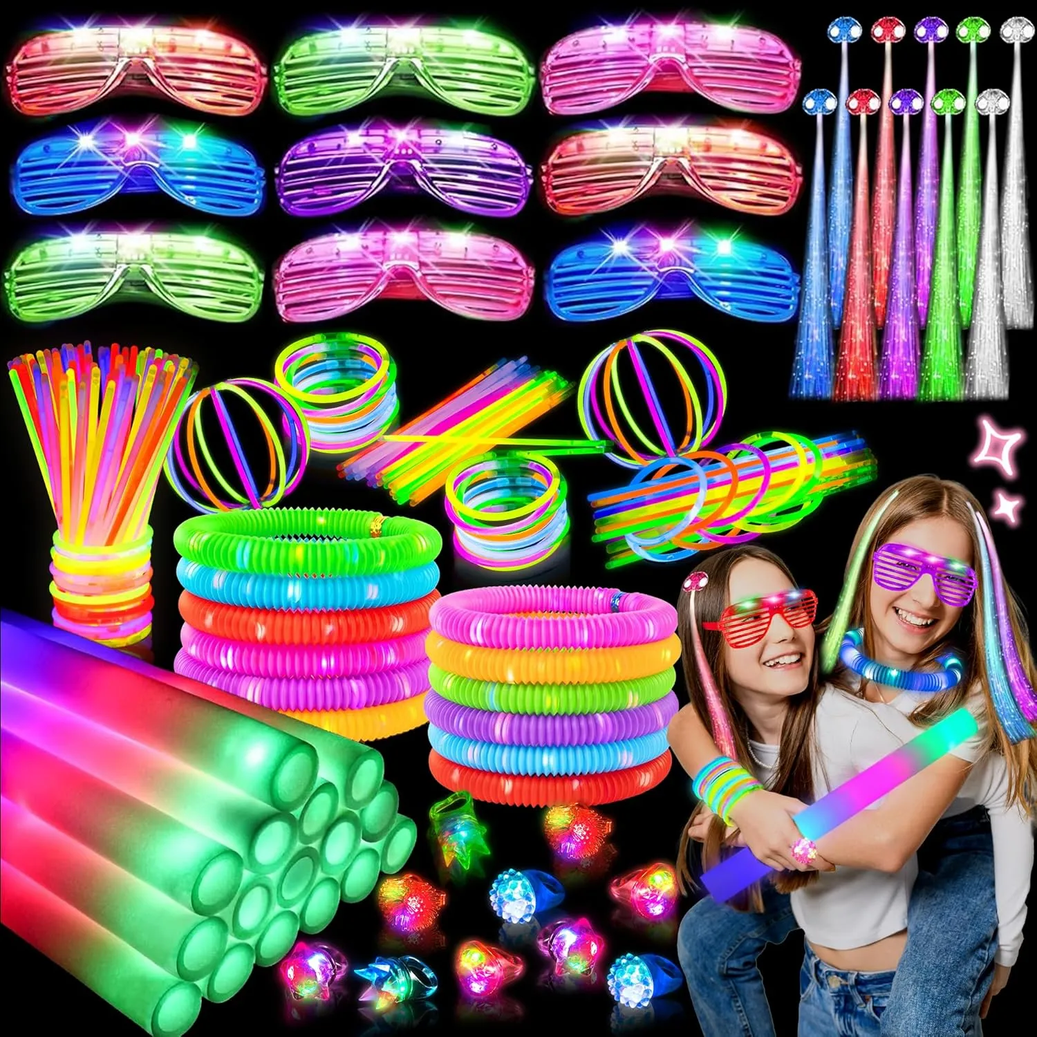 Party Pack$ Light up architecture column athlete sustain lethargy seal Glasses$ Foam Glow Sticks$ Neon Accessories$ Party Favors for Kids Glow in the Dark Party Supplies$ Glow Sticks Bulk 