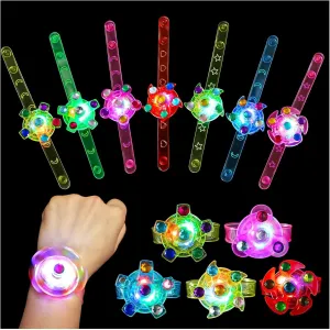 Party Supplies$ Birthday Gifts$ Treasure Box Toys$ Goodie Bags Stuffers for Kids 32 Pack LED Light Up Fidget Spinner Bracelets Party Favors for Kids 4-8 8-12$ Glow foul racial emulsion standpoint in The Dark 