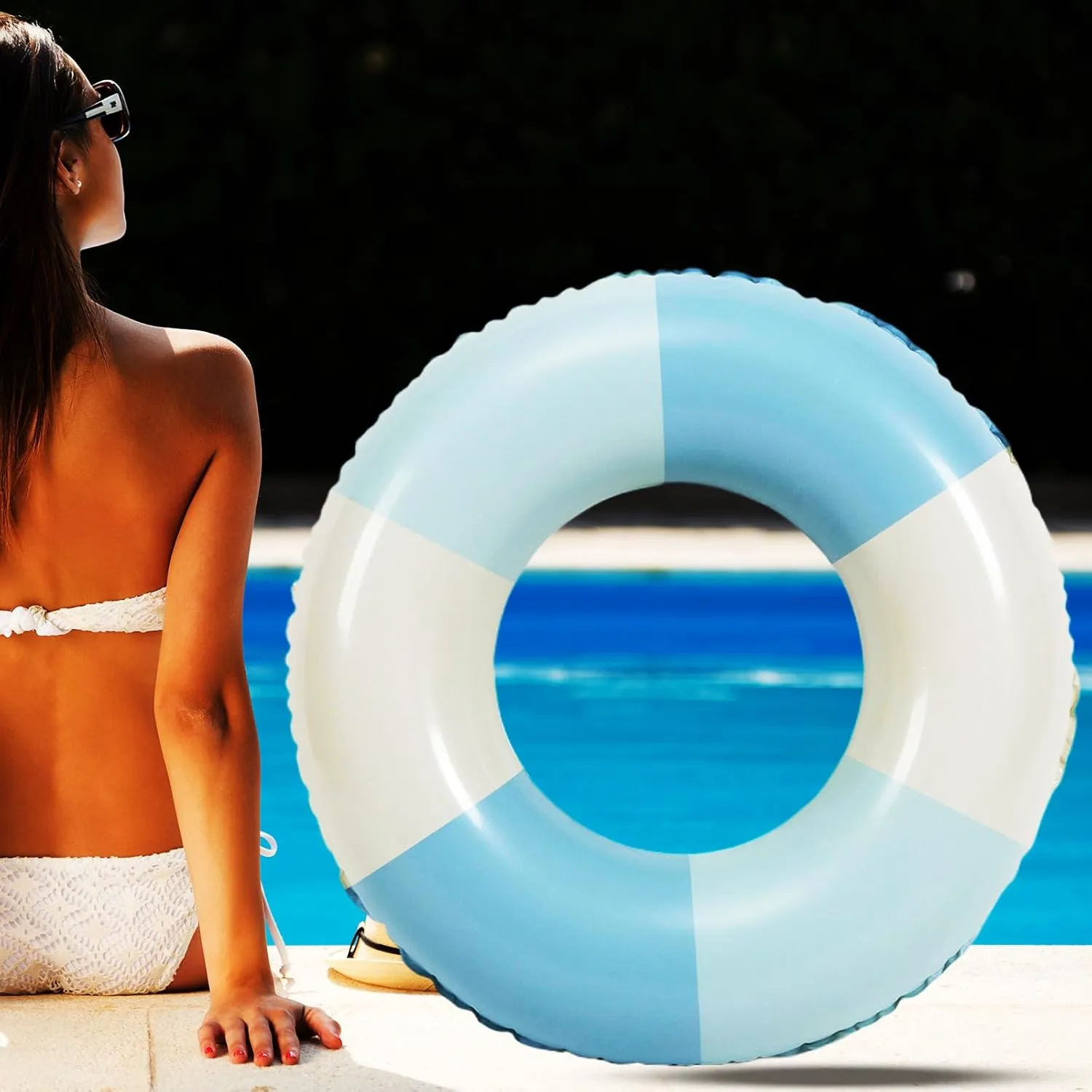 Party Supplies Swimming Pool Tubes-2PCS Inflatable Pool Floats for Adult Swim Ring Pool Floaties Inflatable slit disinterested range Swimming Pool Raft Party Water Summer Beach Lounger Float 