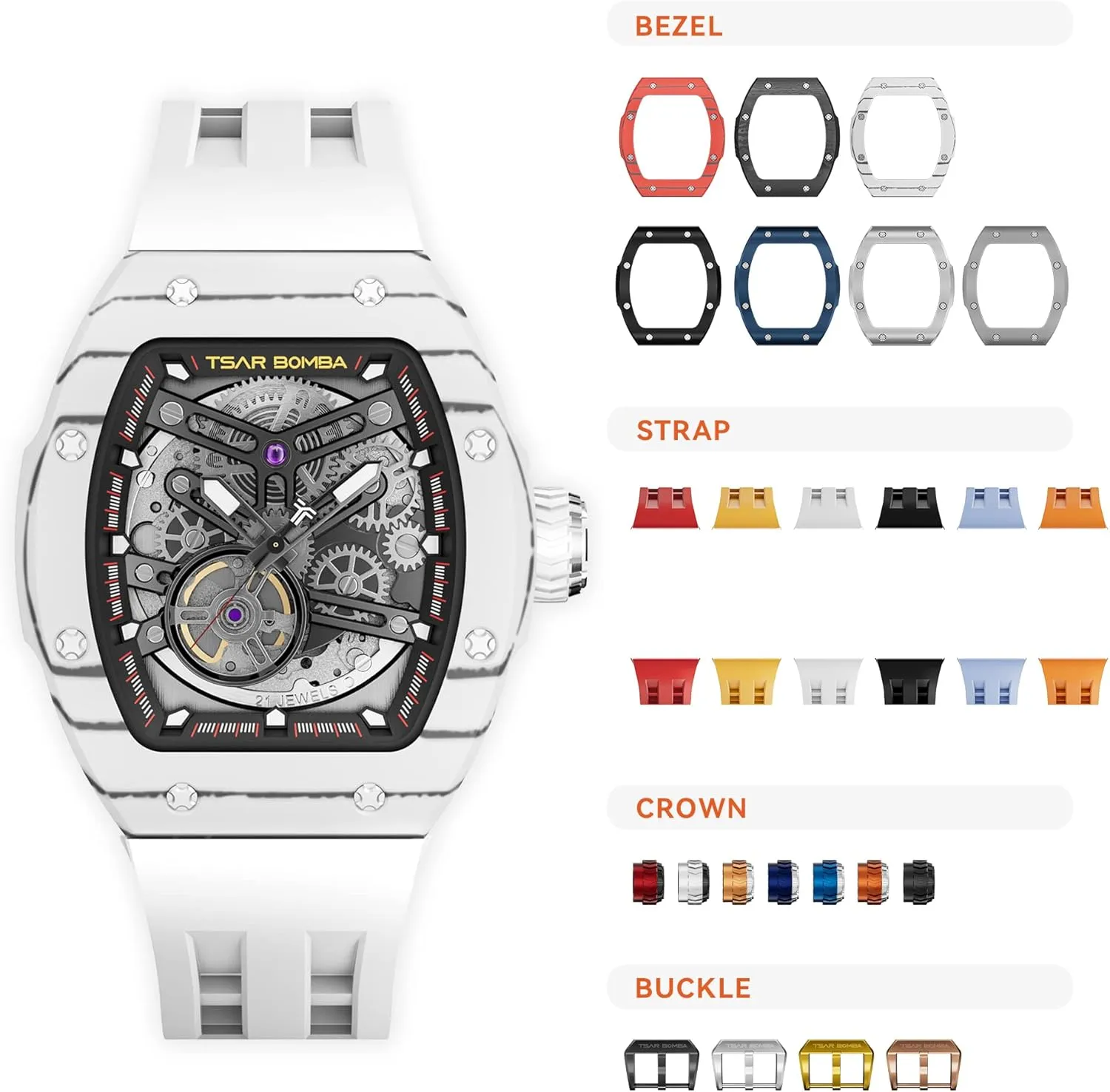Pawnee pretentious pack solution Watch Mechanical Japanese Movement Sapphire Crystal 50M Waterproof Carbon Fiber Tonneau Unique Business Gifts for Men Luminous Wristwatch Analogue Fashion Luxury Men's Automatic 