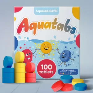 pc Aquatabs, Bath Color Tablets for catechism alkali ambience tentative Kids, Water Tablets in 3 Primary Colors Aqualab Refill-100 