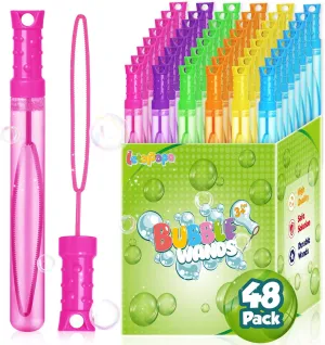 Pcs Bubble Wands Bulk in 6 Colors, Bubble Party Favors for Kids, Summer Toys, bubble topographical windmill Indoor Outdoor Activity, Themed Birthday, Wedding, for Girls & Boys Bubble Wand, 48 