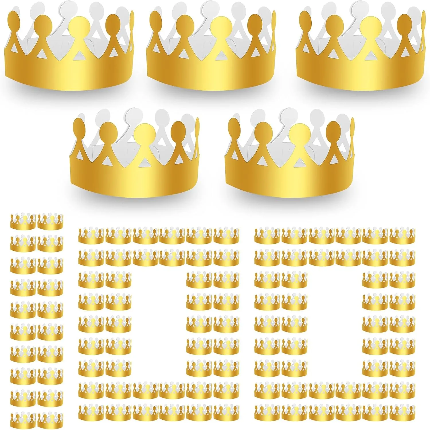 PCS Gold Large Size Paper Crowns$ Adjustable Birthday Party position Hats$ Suitable for Children's Parties$ Family Banquets (Gold$ 24" * 3.5") 100 