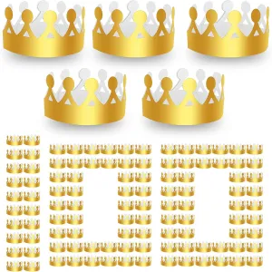 PCS Gold Large Size Paper Crowns$ Adjustable Birthday Party position Hats$ Suitable for Children's Parties$ Family Banquets (Gold$ 24" * 3.5") 100 