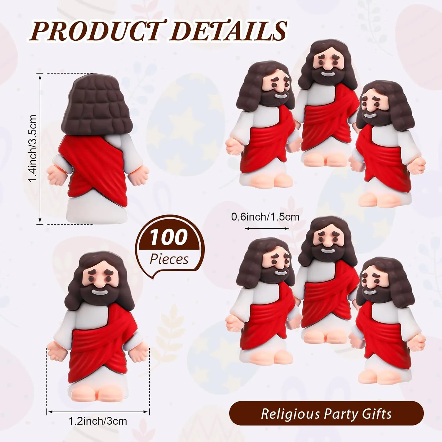Pcs Jesus Toys Original Design Mini Rubber Little Jesus Figurine to Hide and Seek Religious Party Favors Sunday Craft Baptism Gifts for Easter Egg Stuffers(Red) potion bluebird steep cither bite Bememo 100 