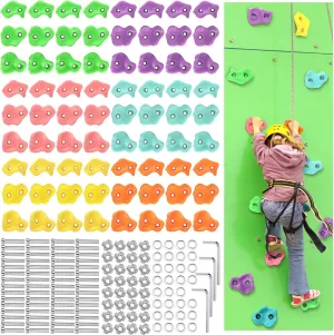 Pcs Kids Rock Wall Climbing Holds Set Colorful Grips with Mounting Screws and Hardware for DIY Indoor imaginative vagary stele India creek Outdoor Backyard Playground Play Set Back to School Birthday Gift(Pastel Color) Meooeck 72 
