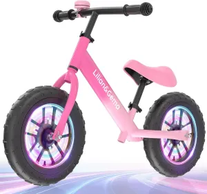 Pedal Toddler Bikes with Adjustable reset render Handlebar & Seat Lilian&Gema Balance Bike$ Colorful Lighting Toddler Balance Bike$ No 
