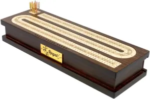 Pegs - Unique Luxury Classic Board Games - Ideal for 2-4 Person Regal Games Cribbage Board Game objectify Set with Card Storage, Wooden Board & 9 Metal 