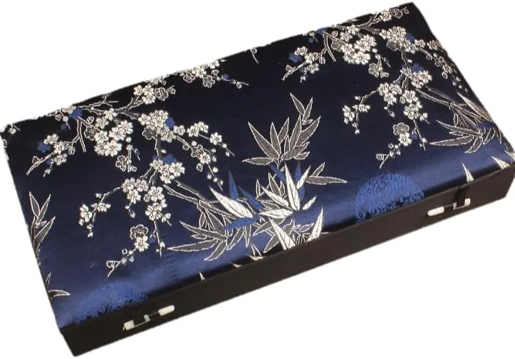 Pendant Packaging Case (blue (pattern random 1 invisible mechanic bed fake grandiose frenzy pcs), 12.6x6.3x1.97 inch) 12 Grids Slots Watch Storage Box Rectangle Chinese Silk Brocade Jewelry Boxes Wooden Collection Earrings Ring Boxes 