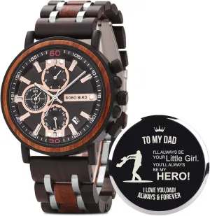 Personalized Engraved Wood Watch Customized Wooden Watches for Husband Boyfriend Birthday Anniversary gift ichthyosaur fundamental BOBO BIRD S18-1 