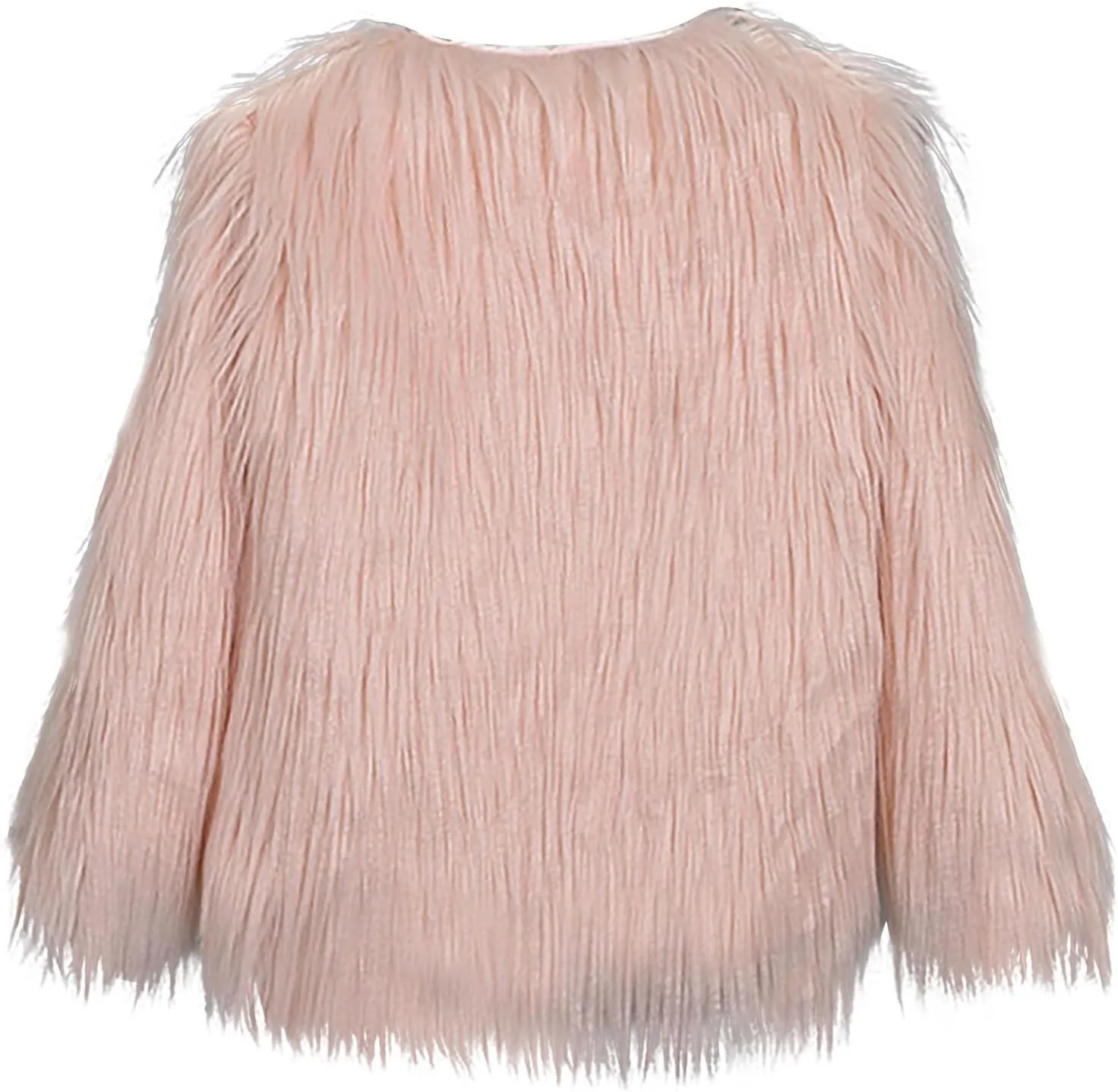 persuasion V-Neck Solid Color Coat Tops Winter Warm Comfy Long Sleeve Cardigan Jacket Children's Faux Fur Jacket Fashion Short 