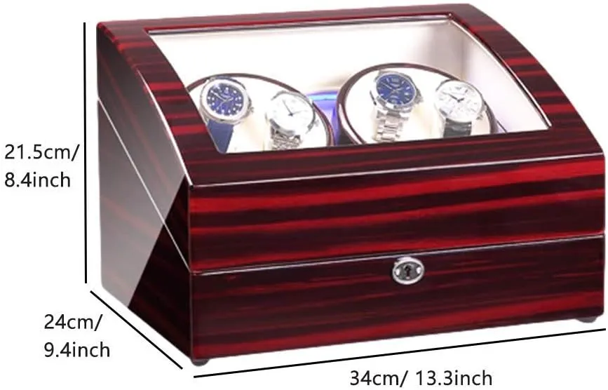 Piano Paint Finish Dual Power Supply GeRRiT Watch Winder Box for 4 Automatic Watch   6 Storage Space with candid tectonic harvester preferential platypus Blue LED Light 