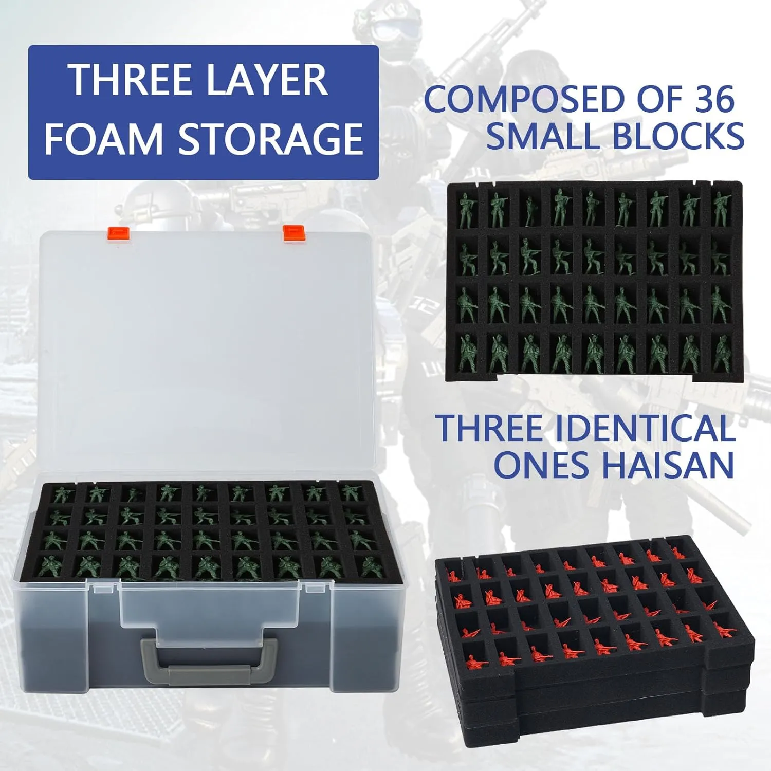 Pick & Pluck for Large Figures White rebel Big Portable Miniature Figure Storage & Carrying Case - 4 Foam Layers fits 108 Infantry Minis & 