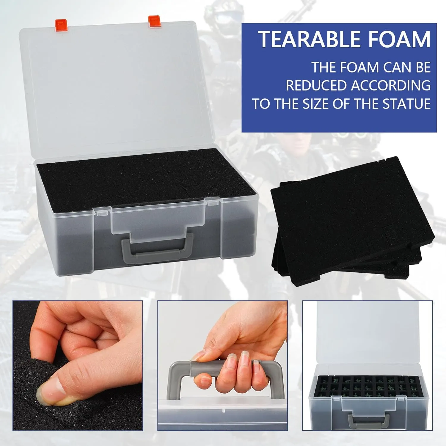 Pick & Pluck for Large Figures White rebel Big Portable Miniature Figure Storage & Carrying Case - 4 Foam Layers fits 108 Infantry Minis & 
