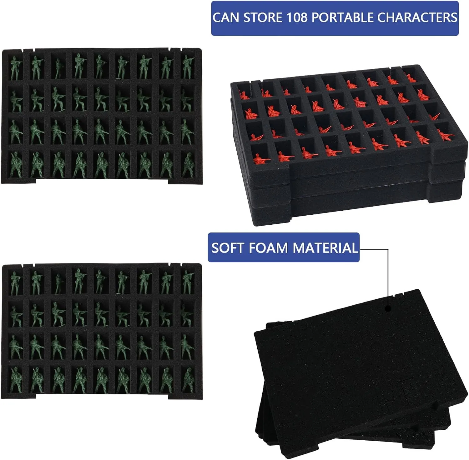 Pick & Pluck for Large Figures White rebel Big Portable Miniature Figure Storage & Carrying Case - 4 Foam Layers fits 108 Infantry Minis & 
