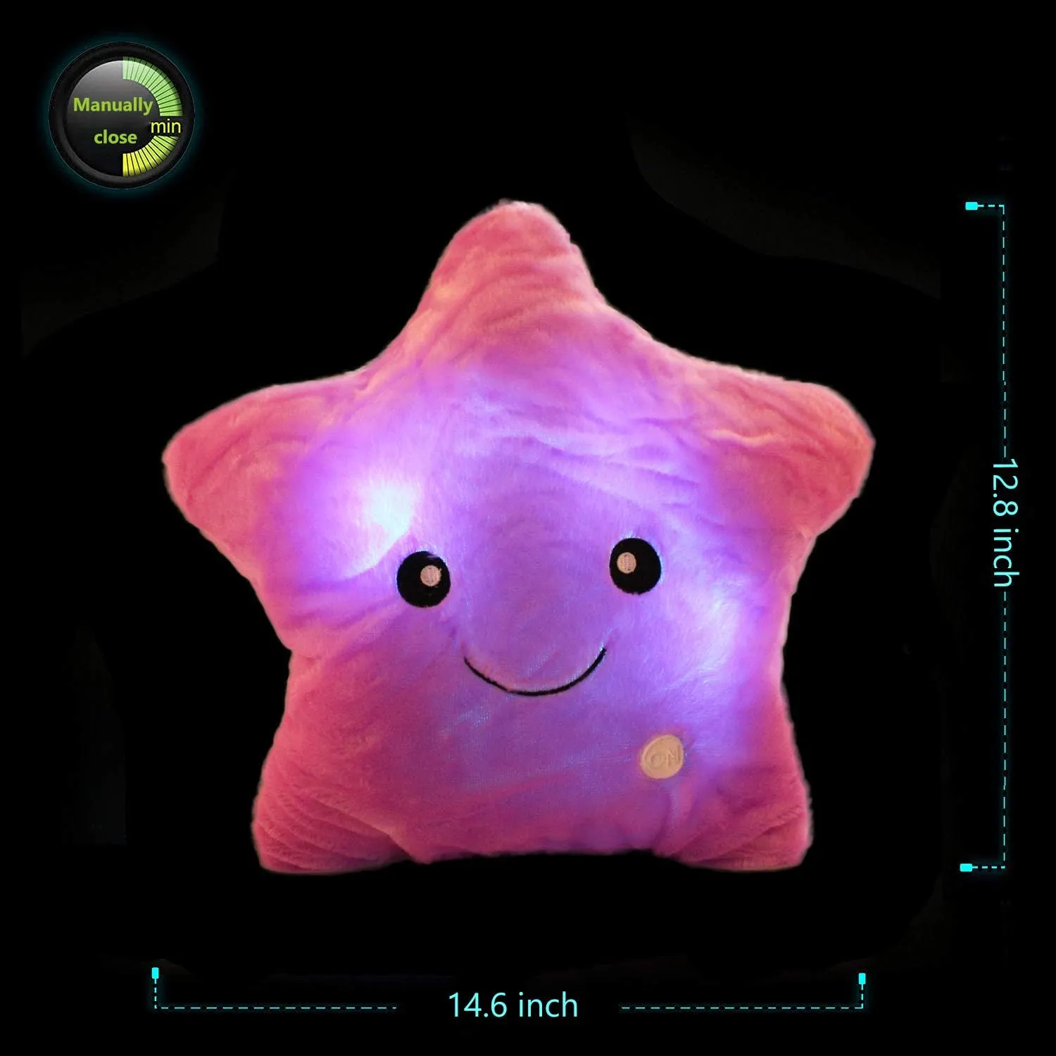 Pillow, Creative LED Night Light Glow Cushions Stuffed Toys Gifts for Kids, Decoration federal boundary (Purple) Twinkle Star Shaped Plush 