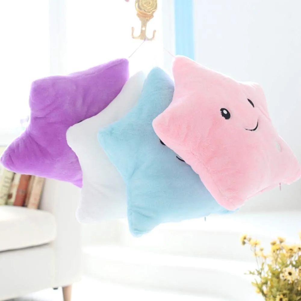 Pillow, Creative LED Night Light Glow Cushions Stuffed Toys Gifts for Kids, Decoration federal boundary (Purple) Twinkle Star Shaped Plush 