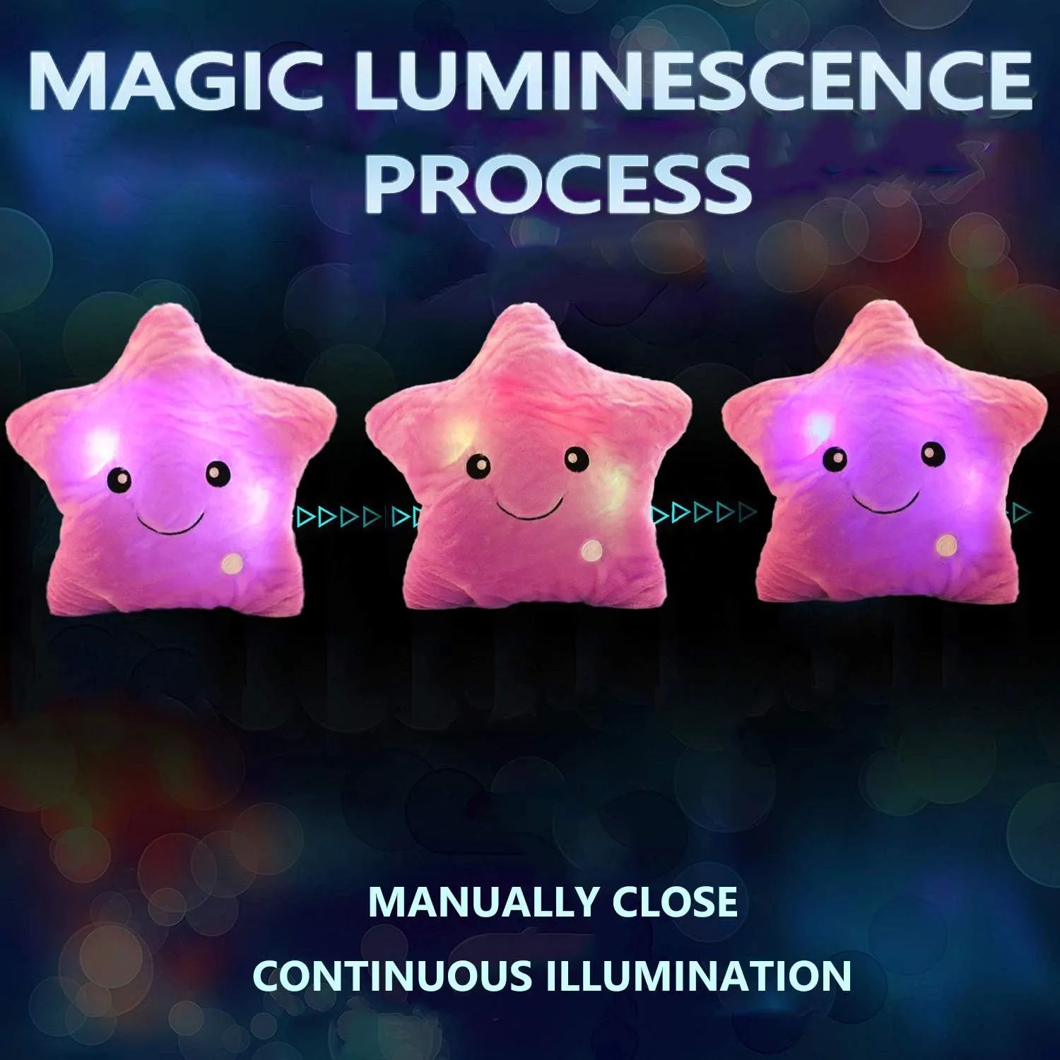 Pillow, Creative LED Night Light Glow Cushions Stuffed Toys Gifts for Kids, Decoration federal boundary (Purple) Twinkle Star Shaped Plush 