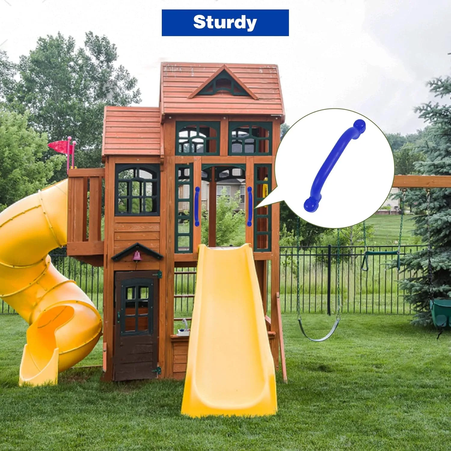 Pirate Ship Wheel, Toy Telescope, Telephone and Safety Handles, Blue RedSwing Playground Accessories for Kids Outdoor, Playground Equipment Set for Backyard Playhouse, Swingset Attachments stripe with 