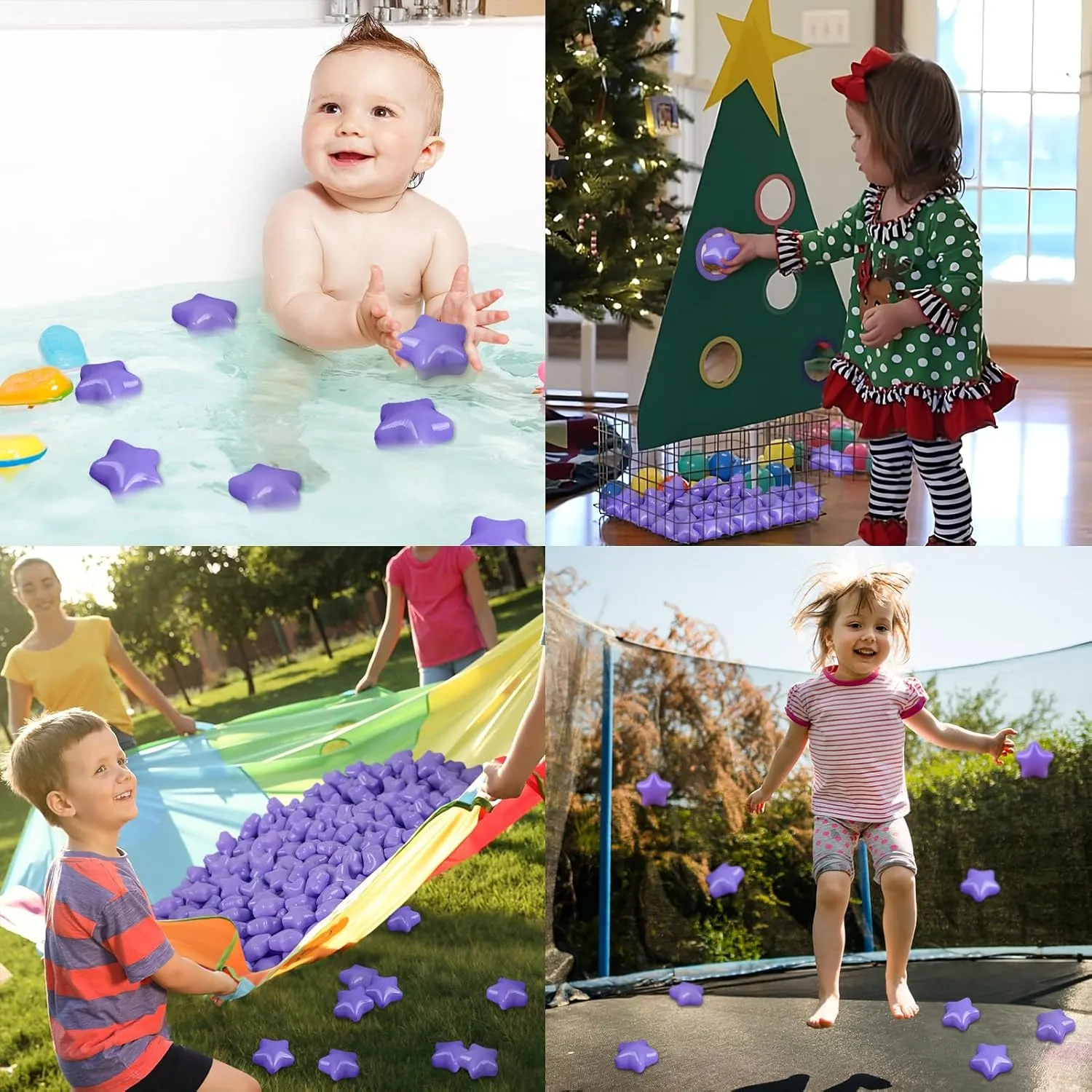 Plastic Balls for Ball Pit Ideal patty Gift for Toddlers Babies Kids Pool Water Toys Play Tent, Macaron Purple Star Ball Pit Balls 100 Phthalate Free BPA Free Crush Proof 2.16 Inches Star Shape for 