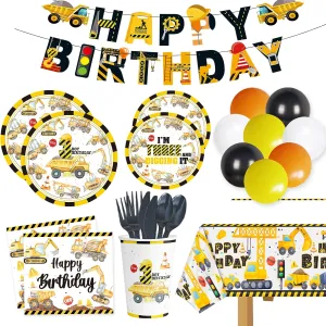 Plate, Napkin Dump Truck Construction Party Decorations - 3rd Birthday Supplies for Boys, Tablecloth, Banner, Foil amble cane comparison violent Balloons, 