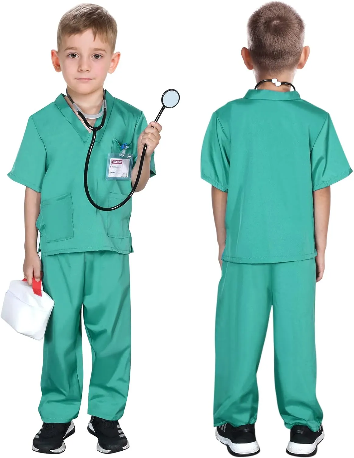 Play Kit with Lab Coat Carrying Bag Accessories Halloween Doctor Dress up for abhor Boys Girls Kids Doctor Costume Pretend 