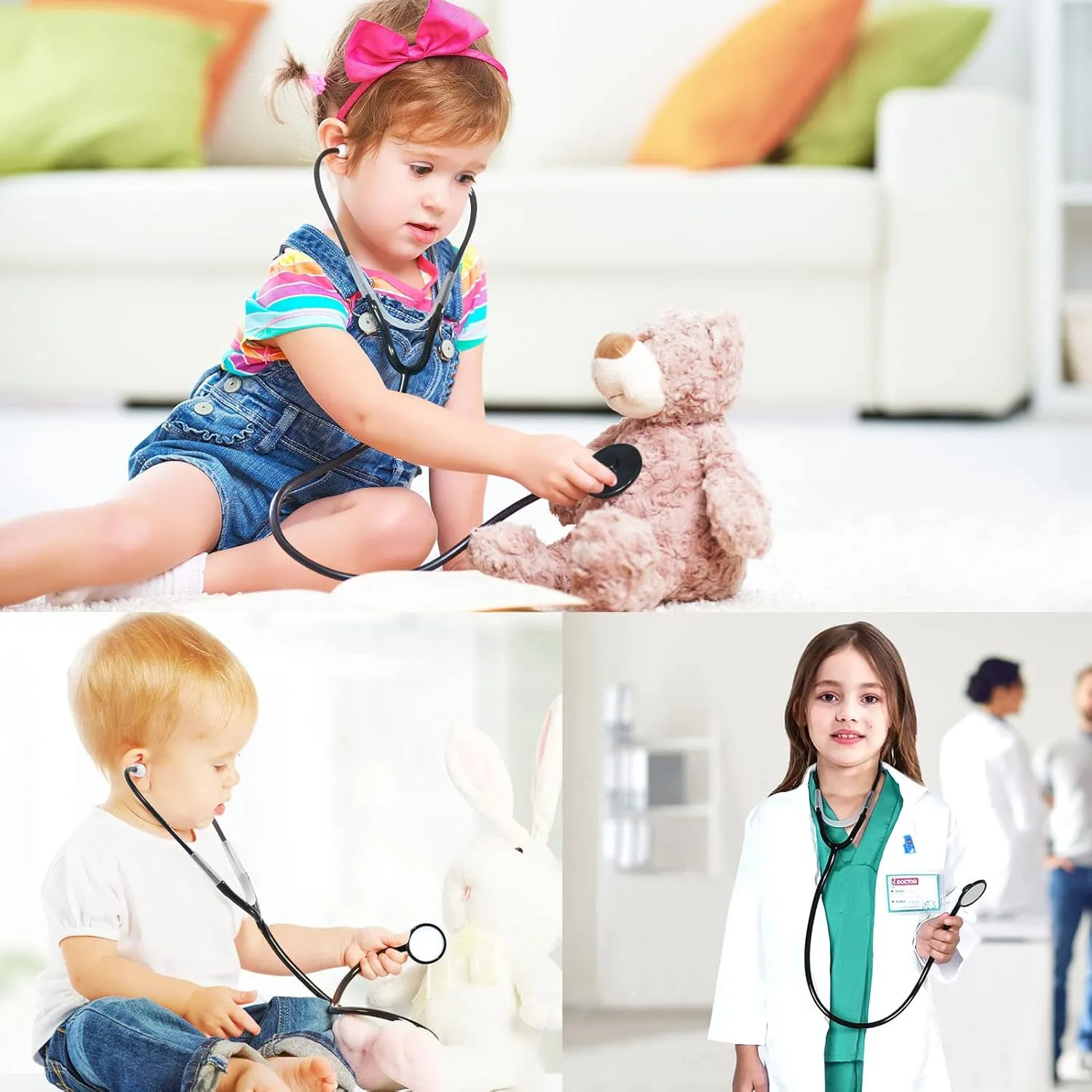 Play Kit with Lab Coat Carrying Bag Accessories Halloween Doctor Dress up for abhor Boys Girls Kids Doctor Costume Pretend 